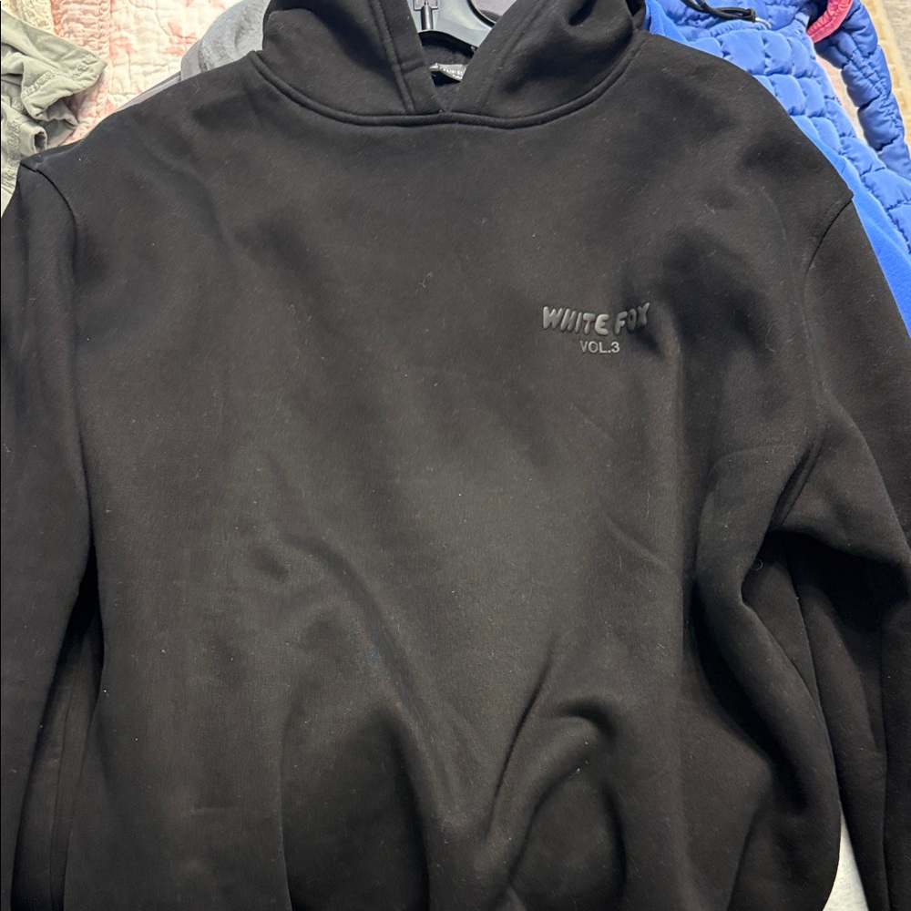 White Fox Boutique Black Hoodie with Gray Accents - Picture 5 of 6
